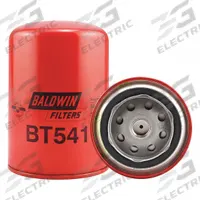 BALDWIN FILTERS Oil Filter: BT541, 5/8"-18 Thread Size, 5 3/8 in Overall Ht, 3 11/16 in Outside Dia. Key specifications — Baldwin Interchange: BT541; Brand: BALDWIN FILTERS; Compatible Vehicle Make: M & W Gear Co; Includes: Flow Control Orifice; Media Material: Cellulose.