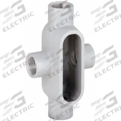 Conduit Outlet Body: Aluminum, 1 1/4 in Trade Size, X Body, 19.5 cu in Body Capacity, Threaded Hub (MPN X47SA). Key specifications — Finish: Powder Coated; Includes: Set Screw Hubs; For Use With: IMC; Brand: HUBBELL KILLARK; Hub Style: Threaded; Mfr. Series: Duraloy 7.
