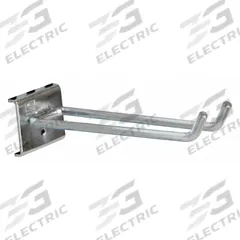 TRESTON Double Rod Pegboard Hook: 3 7/8 in x 5 29/32 in x 1 3/4 in, 5 Hooks, Screw-In, Surface (MPN 853221-51). Key specifications — Mounting Type: Surface; Includes: Black Holding Clip; Finish: Zinc-Plated; Color: Silver; Accessory Type: Double Rod Hook; Locking System: Screw-In; Material: Steel; Brand: TRESTON.