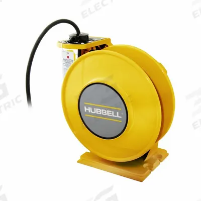 HUBBELL WIRING DEVICE-KELLEMS Extension Cord Reel: Ratchet Lock, 45 ft Cord Lg, 12 AWG, SJO - Hardwired Self-Retracting Cord Reels