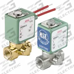 ASCO Solenoid Valve: 2-Way, Normally Closed, 1/8 in Pipe Size, 110V AC/120V AC, Open Frame, Compact (MPN U8256A104E). Key specifications — Pipe Size: 1/8 in; Voltage: 110V AC; Brand: ASCO; Coil Enclosure: Open Frame.