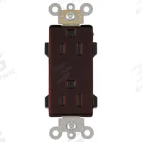 LEVITON Receptacle: Decorator Duplex, 5-15, Brown, 125V AC, 15 A, 2 Pole / 3 Wire (MPN 16252)
