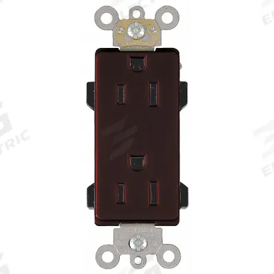 LEVITON Receptacle: Decorator Duplex, 5-15, Brown, 125V AC, 15 A, 2 Pole / 3 Wire (MPN 16252) - General Purpose Receptacles