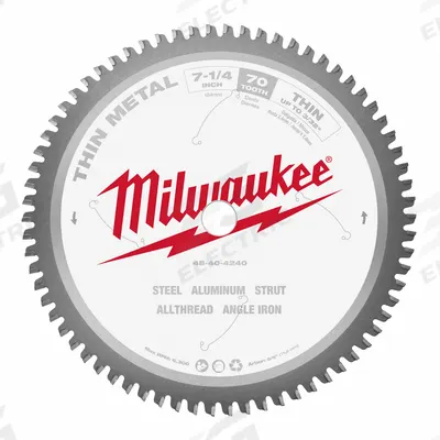MILWAUKEE Circular Saw Blade: 7 1/4 in Blade Dia., 70 Teeth, 0.07 in Cut Wd - Steel & General Metal-Cutting Blades