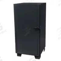 JAMCO Storage Cabinet: 24 in x 24 in x 66 in, Swing Handle & Padlock Hasp, 14 ga Panel Thick, Legs (MPN MG224SFBL). Key specifications — attr62698: Black; attr62736: Welded; attr87895: Legs; attr62693: Assembled; attr62737: Stationary; attr62695: Powder Coated; attr62696: Steel; attr62689: JAMCO.
