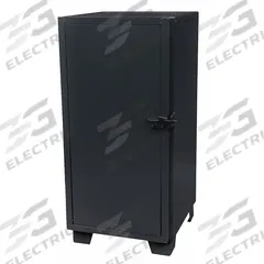 JAMCO Storage Cabinet: 24 in x 24 in x 66 in, Swing Handle & Padlock Hasp, 14 ga Panel Thick, Legs (MPN MG224SFBL). Key specifications — attr62698: Black; attr62736: Welded; attr87895: Legs; attr62693: Assembled; attr62737: Stationary; attr62695: Powder Coated; attr62696: Steel; attr62689: JAMCO.