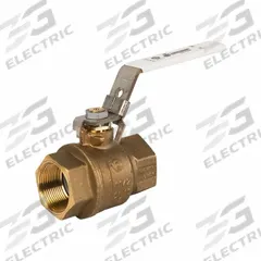 JOMAR VALVE Manual Two-Way Ball Valve: 1 1/2 in, Brass, Straight, Press x Press, Full Port Ball Port (MPN 100-407G-LH). Key specifications — Brand: JOMAR VALVE; Handle: Locking Lever.