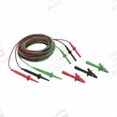 FLUKE Test Lead Set: CAT II 1000V/CAT III 600V, 25 ft Test Lead Lg, Black/Green/Red - Test Leads