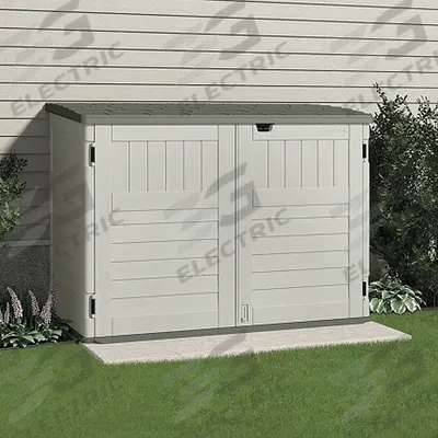 SUNCAST Outdoor Storage Shed: 70 cu ft, Beige/Gray, 65 1/2 in L x 38 1/2 in D x 49 1/2 in H - Plastic Cabinet-Style Sheds