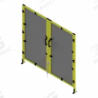 T-Slot Framing System Door: Stand-Alone, Yellow, Double Swing, 84 in H x 75 in W x 5 1/2 in D, Mesh (MPN 48329). Key specifications — Finish: PVC-Coated; Brand: FAZTEK; Panel Color: Black; Panel Type: Mesh; Color: Yellow; Material: Wire; Mesh Shape: Square; Assembly: Assembled.