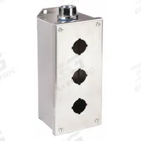 SCHNEIDER ELECTRIC Push Button Enclosure: 30mm, 3 Holes, 304 Stainless Steel, NEMA 1/12/3/4/4X (MPN 9001KYSS3). Key specifications — attr211299: SCHNEIDER; attr1043605: Indoor Dust & Water Droplets.