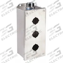 SCHNEIDER ELECTRIC Push Button Enclosure: 30mm, 3 Holes, 304 Stainless Steel, NEMA 1/12/3/4/4X (MPN 9001KYSS3). Key specifications — attr211299: SCHNEIDER; attr1043605: Indoor Dust & Water Droplets.
