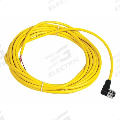TELEMECANIQUE SENSORS Cordset: 1/2"-20 Female Right Angle x Bare Wire, 3 Pins, Yellow, PVC, 5 m Cable Lg - Single-Ended Cordsets