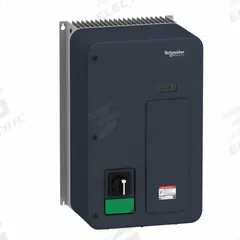 SCHNEIDER Variable Frequency Drive: In Phase Three, Out Phase Three, 10 hp, IP65, No Bypass, Compact (MPN ATV320U75N4WS). Key specifications — Style: Compact; Color: Black/Green; Output Phase: Three.