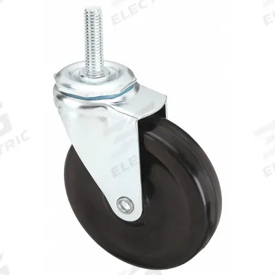 APPROVED VENDOR Stem Caster: Swivel, 4 in Wheel Dia., 1 1/4 in Wheel Wd, Rubber - Standard Threaded Stem Casters