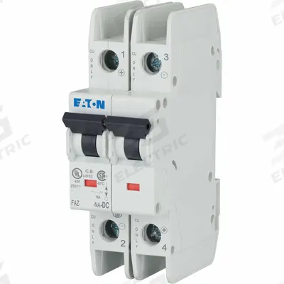 EATON Miniature Circuit Breaker: 13 A Amps, 125V DC, 10 kA at 277/480V AC, Screw - C-Curve, 2-Pole UL489 DIN Rail-Mount Miniature Circuit Breakers