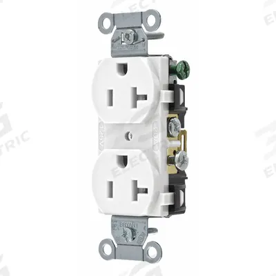 BRYANT Receptacle: Duplex, 5-20, White, 125V AC, 20 A, 2 Pole / 3 Wire (MPN BRYCRS20W) - General Purpose Receptacles