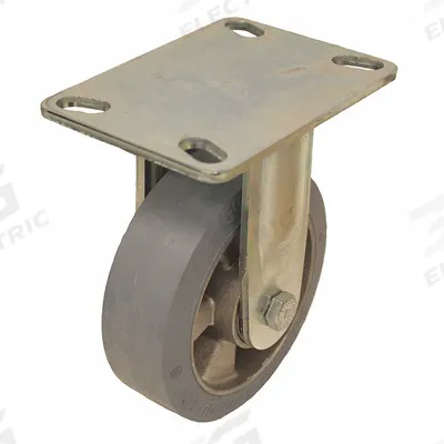 APPROVED VENDOR Plate Caster: Rigid, No Brake, Rubber, 6 in Wheel Dia, 2 in Wheel Wd, Slot - Medium-Duty Plate Casters