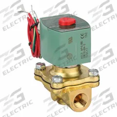 REDHAT Solenoid Valve: 2-Way, Normally Closed, 3/8 in Pipe Size, 12V DC, Watertight, High Flow (MPN 8210G001LF 12/DC). Key specifications — Pipe Size: 3/8 in; Voltage: 12V DC; Brand: REDHAT; Coil Enclosure: Watertight.
