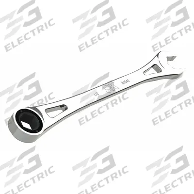SK PROFESSIONAL TOOLS Combination Wrench: Alloy Steel, Chrome, 1/2 in Head Size - SAE 6-Point Ratcheting Combination Wrenches