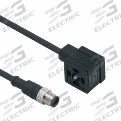 IFM Patch cable: M12 Male Straight x DIN Form A, 2 ft Cable Lg, PUR, Black, 5 Pins, IP67 (MPN E11417). Key specifications — Wire Size: 5.00 mm; Brand: IFM; Cable Jacket Color: Black; IP Rating: IP67.