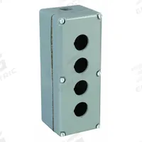 SCHNEIDER ELECTRIC Push Button Enclosure: 30mm, 4 Holes, Aluminum, NEMA 1/12/13/3/4/6 (MPN 9001KY4). Key specifications — attr211299: SCHNEIDER; attr1043605: Weather Resistant.