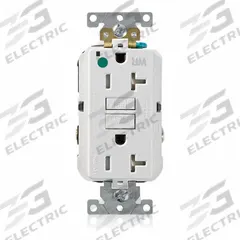 LEVITON GFCI Receptacle: Hospital Grade, Decorator Duplex, 5-20R, White, GFCI, 125V AC, 20 A (MPN GFWT2-HGW)