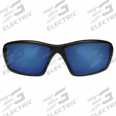 EDGE EYEWEAR Safety Glasses: AP Blue Lens, Full-Frame, Metal Detectable, Black Frame - Padded Comfort-Fit Safety Glasses