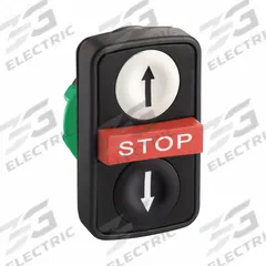 SCHNEIDER ELECTRIC Multihead Operator: Non-Illuminated, 3 Button, Flush Profile, 22 mm Mounting Size (MPN ZB5AA71124). Key specifications — attr211308: SCHNEIDER; attr1026606: Momentary/Momentary/Momentary; attr1026618: Stop; attr1026638: XB5; attr1063632: Non-Metallic.