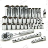 PROTO Socket Wrench Set: 3/8 in Drive, 34 Piece, 12-Point, Metric/SAE (MPN J52230). Key specifications — attr1224269: 3/8 in; attr1204638: Drive Tools Included; attr1204650: 5/16 in to 7/8 in; attr1204673: Socket Bits Not Included; attr1204681: Wrenches Not Included; attr1204688: PROTO; attr1206170: Standard Sockets.