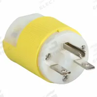 HUBBELL Straight Blade Plug: 6-15P, 250V AC, 15 A, 2 Pole, 3 Blade, Yellow (MPN HBL56CM66C)