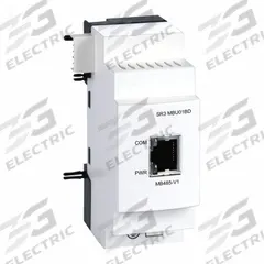 SCHNEIDER ELECTRIC Communication Module: Modbus (MPN SR3MBU01BD). Key specifications — Manufacturer Part Number: SR3MBU01BD; Power Required: 24V DC; Product Type: Communication Module; Series: SR3B.