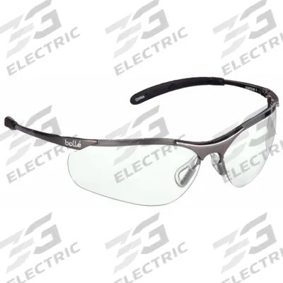BOLLE SAFETY Safety Glasses: Clear Lens, Half-Frame, Platinum Lite, Metal Detectable - Padded Comfort-Fit Safety Glasses