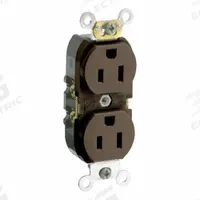 LEVITON Plugs and Receptacles: Duplex, 5-15, Brown, 125V AC, 15 A, 2 Pole / 3 Wire (MPN CR015)