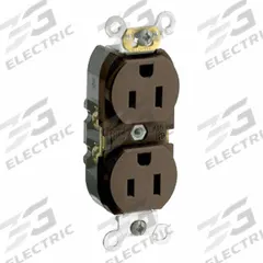 LEVITON Plugs and Receptacles: Duplex, 5-15, Brown, 125V AC, 15 A, 2 Pole / 3 Wire (MPN CR015)