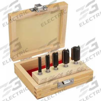 APPROVED VENDOR Router Bit Set: Fractional Inch, 5 Pieces - Carbide-Tipped Router Bit Sets