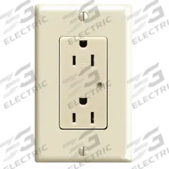 LEVITON Receptacle: Decorator Duplex, 5-15, Ivory, 125V AC, 15 A, 2 Pole / 3 Wire (MPN T5280-I)