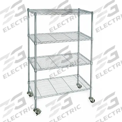 APPROVED VENDOR Wire Shelving Unit: 60 in x 18 in x 68 in, Dry, Split Sleeve, 4 Shelves - Mobile Wire Shelving for Dry Use