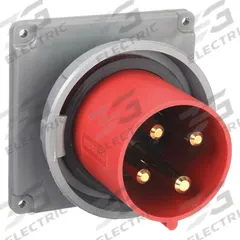 HUBBELL Pin and Sleeve Inlet: Red, 480V AC, Three Phase, 100 A, 3 Pole, 4 Wire, IEC Grounding (MPN HBL4100B7W). Key specifications — Brand: HUBBELL.