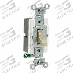 LEVITON Toggle Single-Pole, 15 Amp: Toggle Switch, Single Pole, Maintained, Ivory, 120/277V AC, 20 A (MPN CS120-2I). Key specifications — Illuminated: No; Voltage Rating: 120/277V AC.
