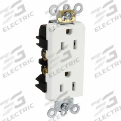 LEVITON Receptacle: Decorator Duplex, 5-15, White, 125V AC, 15 A, 2 Pole / 3 Wire (MPN 16252-W)