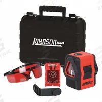 JOHNSON LEVEL Cross Line Laser: 3 Lines and 0 Dots, Red Beam, 0 Planes, ±5/32 in @ 30 ft Accuracy (MPN 40-6649). Key specifications — attr935979: AA; attr934757: JOHNSON LEVEL; attr936112: ±5/32 in @ 30 ft; attr936114: Pendulum Self-Leveling; attr935981: Bracket.