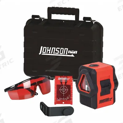 JOHNSON LEVEL Cross Line Laser: 3 Lines and 0 Dots, Red Beam, 0 Planes - Cross-Line Laser Levels