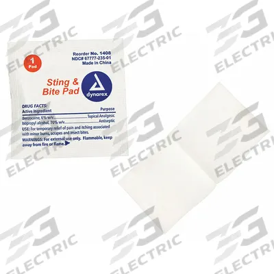 DYNAREX Bite/Sting Relief: Benzocaine, Wipes, Packets - Bite & Sting Relief Wipes