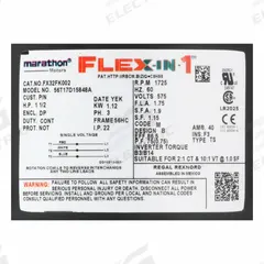 LEESON General Purpose Motor: C-Face/Universal Mount, Open Drip Proof, 1 1/2 hp, 575V AC, 1,725 RPM (MPN 056T17D15848). Key specifications — Brand: LEESON; Nameplate Voltage @ 60 Hz: 575V AC; Full Load Current @ 60 Hz: 1.8 A; Nameplate RPM @ 60 Hz: 1,725 RPM; Motor Enclosure: ODP.