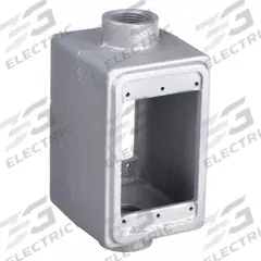 APPLETON ELECTRIC Electrical Box: Iron, Rectangular, 1 Gangs, 3/4 in Hub Size, 18 cu in Capacity (MPN FSC-1D-75). Key specifications — Color: Gray; Brand: APPLETON ELECTRIC.