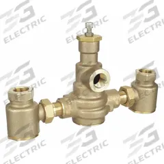 POWERS Hot Water Master Mixing Valve: 1 1/4 in Inlet Connection Size, NPT x NPT, Cast Bronze (MPN 1-1/4 x 1-1/4 LFMM433-1). Key specifications — Brand: POWERS.