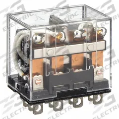 OMRON General Purpose Relay: Socket Mounted, 10 A Current Rating, 24V AC, 4PDT, 14 Pins/Terminals (MPN LY4-AC24). Key specifications — Brand: OMRON; Base Type: Square; Mounting Style: Plug-In; Pin Shape: Flat; Electrical Connection: Quick-Connect; Manufacturer Part Number: LY4-AC24; Operating Current: 5 A at 24V DC (Inductive Load); Series: LY Series.