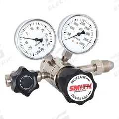 SMITH EQUIPMENT High Purity Gas Regulator: Two Stage, CGA 350 Inlet, 1/4" Tube Outlet, 25 psig (MPN 620-03060000). Key specifications — Brand: SMITH EQUIPMENT; Manufacturer Part Number: 620-03060000; Diaphragm Material: Stainless Steel; Outlet Connection: 1/4" Tube; Inlet Connection: CGA 350.