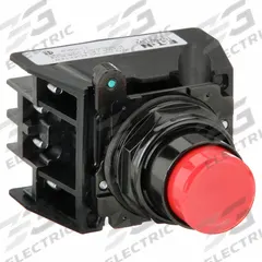 EATON Hazardous Location Push Button: 30 mm, Metallic, Extended Profile, 1NO/1NC (MPN E34EX708R). Key specifications — Manufacturer Part Number: E34EX708R; Product Type: Push Button Operators; Series: E34; Brand: EATON; AC Contact Rating: 10 A @ 600 V; Action: Momentary; DC Contact Rating: 2.5 A @ 250 V; Operator Illumination: Non-Illuminated.